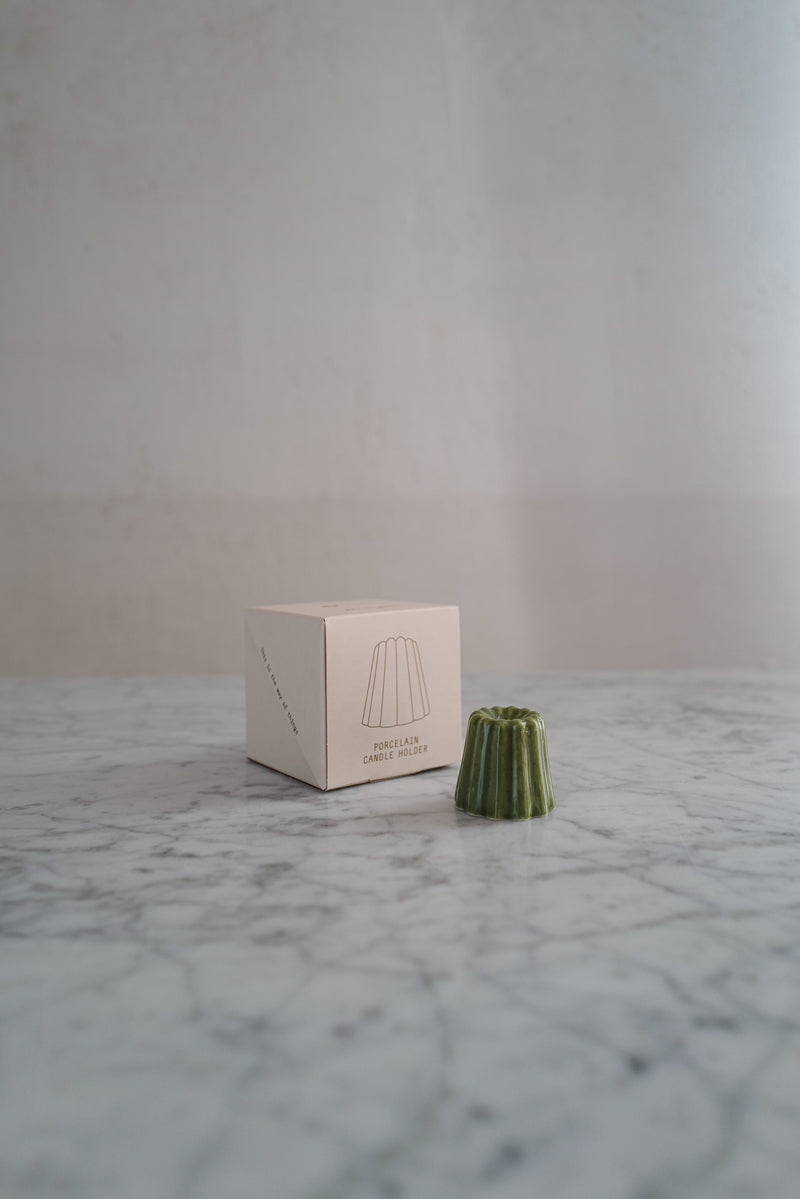 Porcelain Canele Candle Holder Green