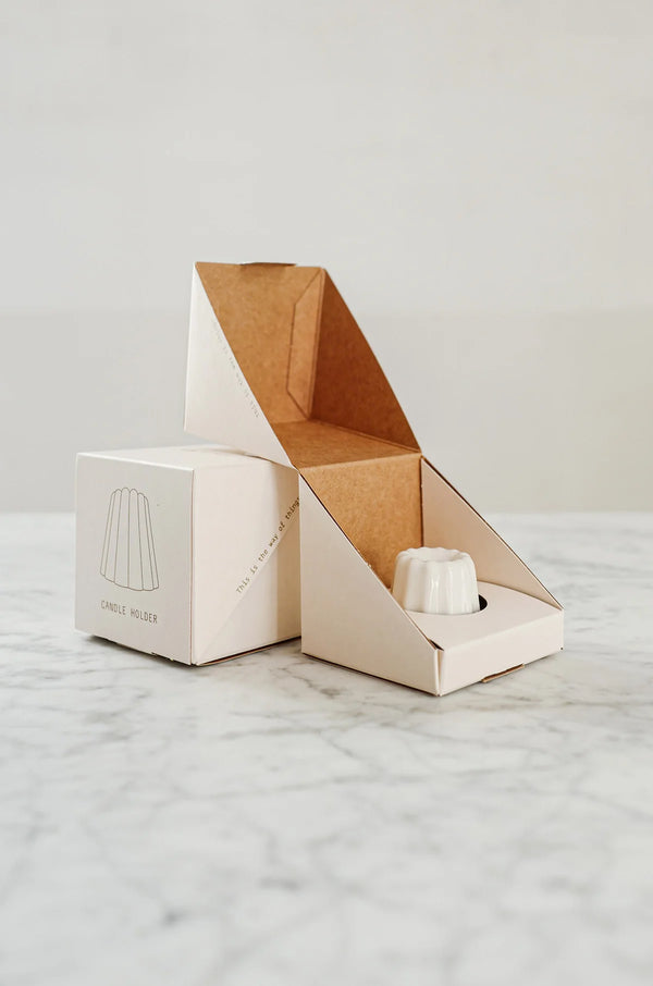 Porcelain Canele Candle Holder White